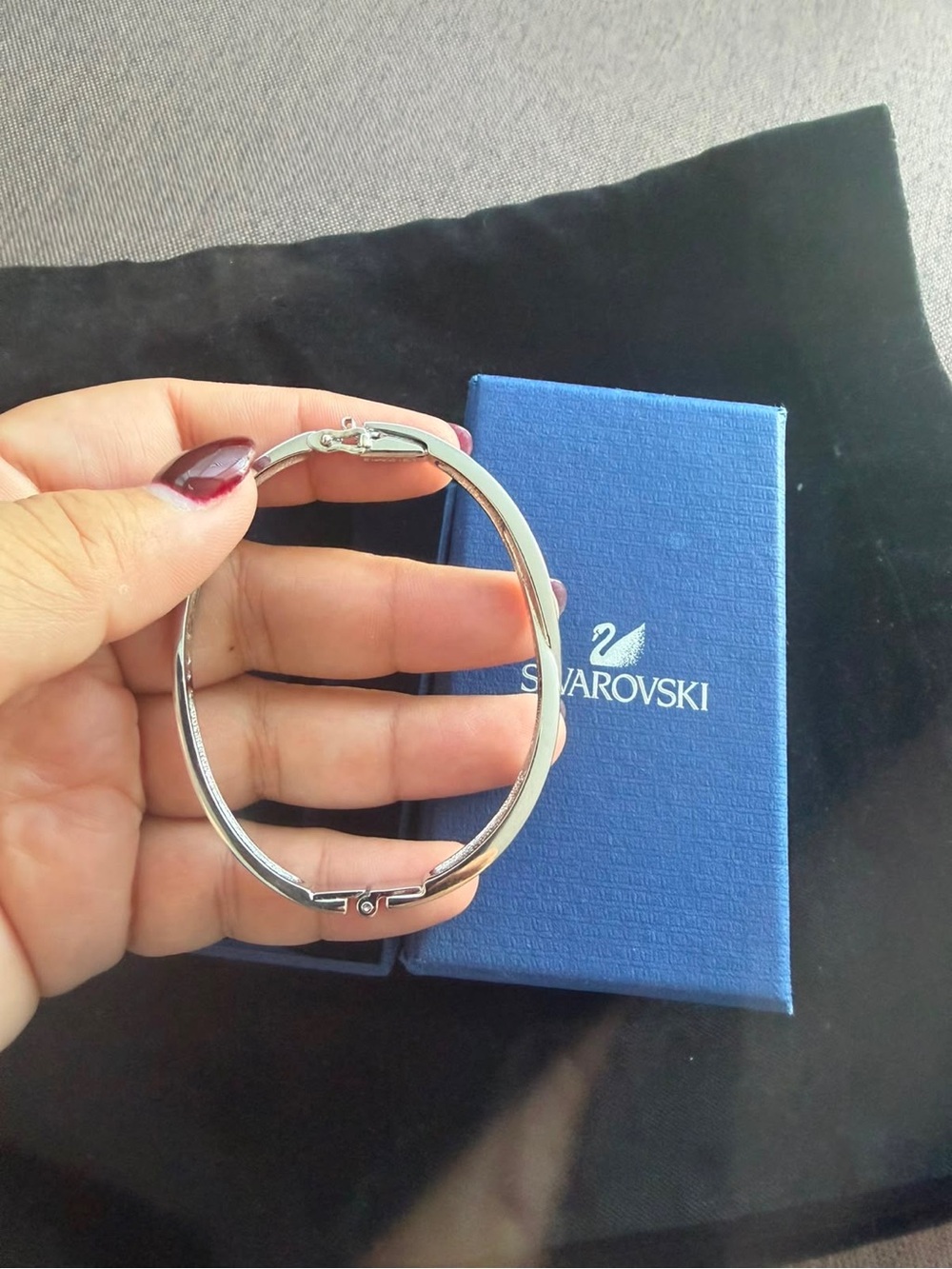 Swarovski Silver-Tone Crystal Bangle Bracelet - Picture 2 of 14